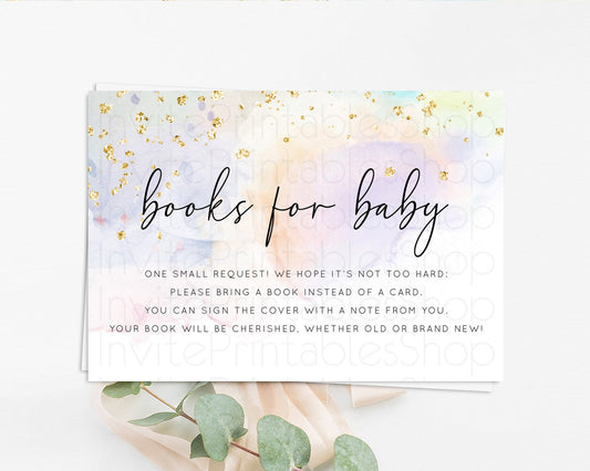 Editable Pastel Books For Baby Card Pastel Rainbow Book Insert Colorful Ombr