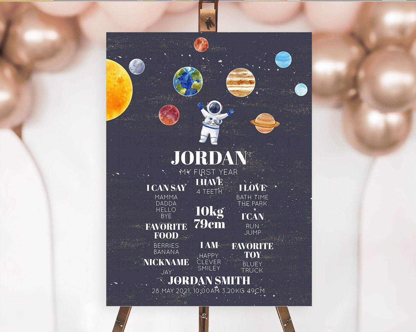 Space First Birthday Milestone Poster Space Milestone Board First Trip Around the Sun Planets Solar System ONE year Birthday Sign D10144