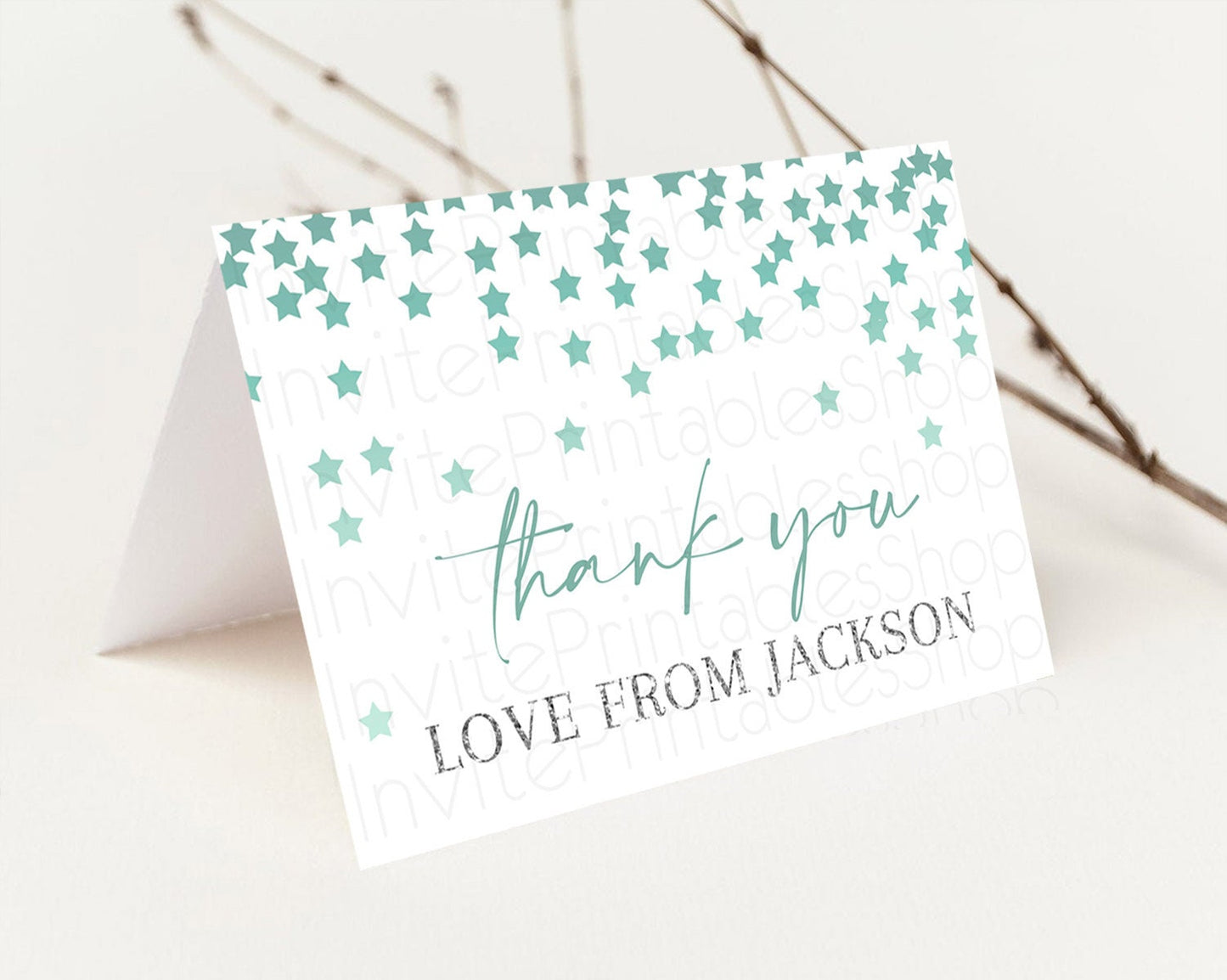 Star Thank You Card Pastel Stars Thank You Shooting Star Rainbow Colorful Confetti Twinkle Little Star Birthday Teacher Thank You D10310