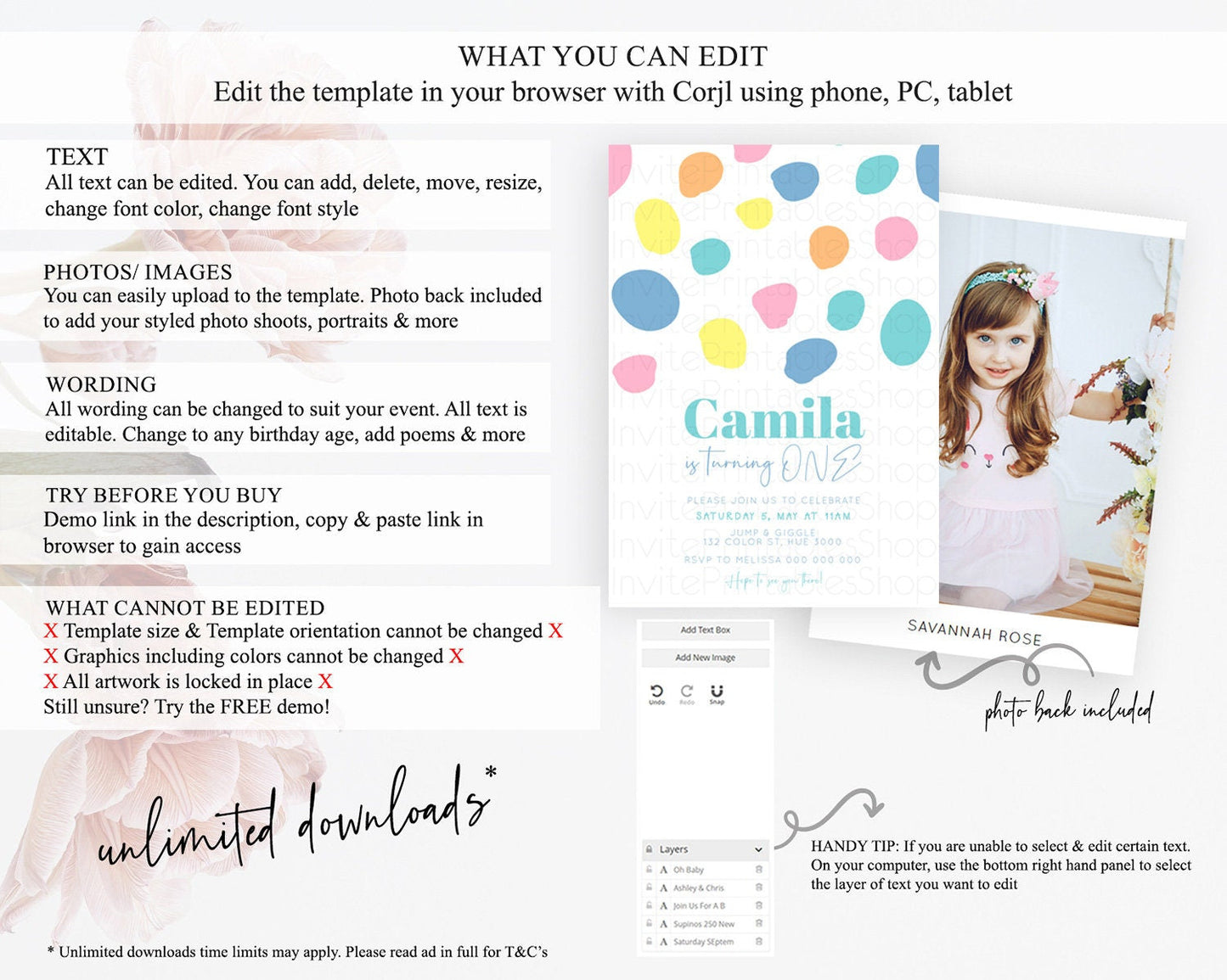 Pastel Birthday Invitation Pastel Confetti Birthday Invitation Bubbles Invitation Colorful Rainbow Confetti 2nd 1st First Birthday D11046