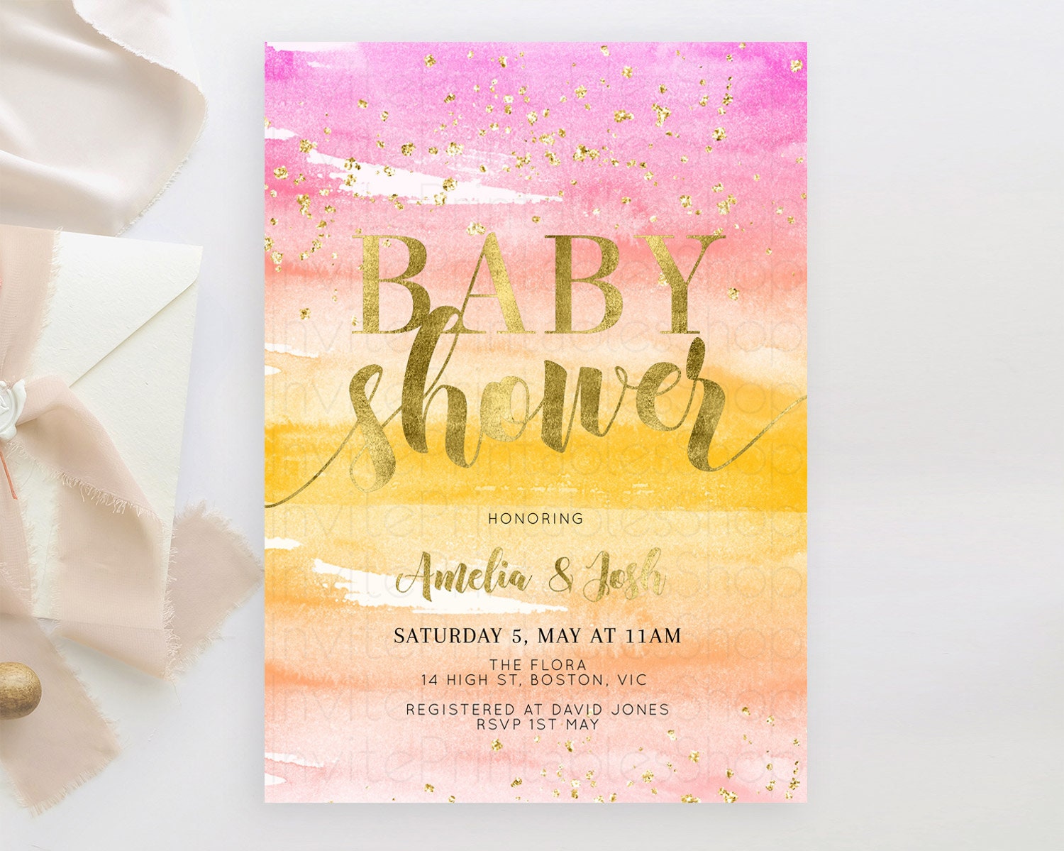 Editable Pastel Baby Shower Invitation Rainbow Baby Shower Invitation Colorf