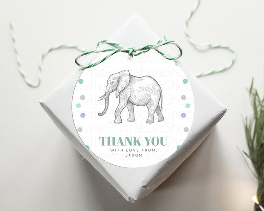 Elephant Thank You Tags Elephant Thank You Gift Tags Elephant Party Favor Tags Safari Zoo Decor Elephant First Birthday Thank You D10859