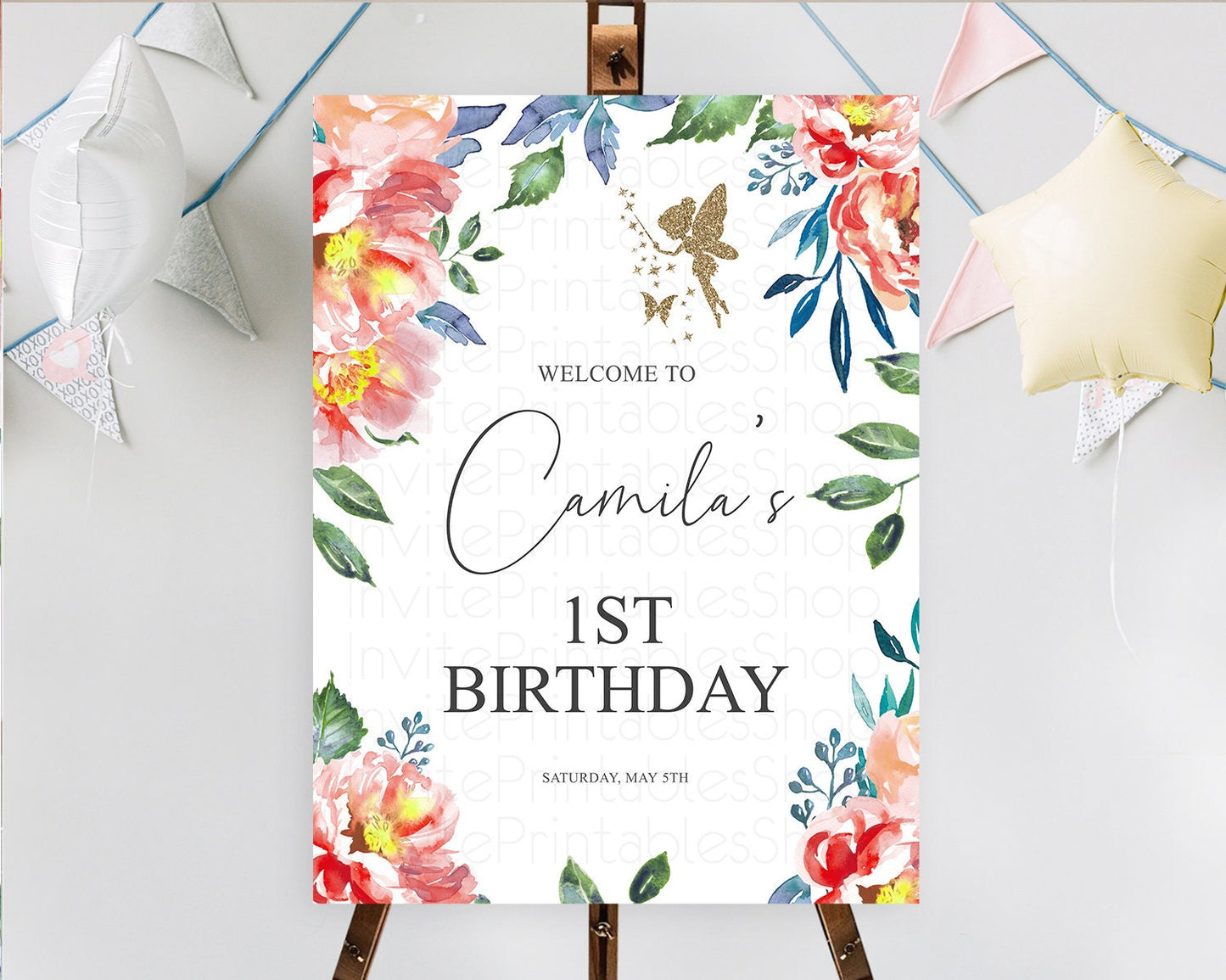 Fairy Welcome Sign Fairy Welcome Board Enchanted Garden Pastel Floral Butterfly Decor Secret Garden First Birthday Welcome Sign D10752