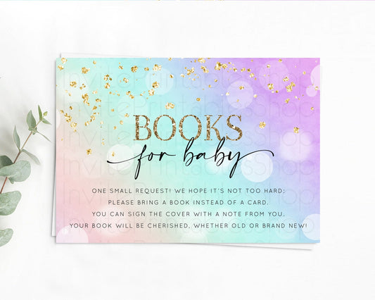 Editable Pastel Books For Baby Card Pastel Rainbow Book Insert Colorful Ombr