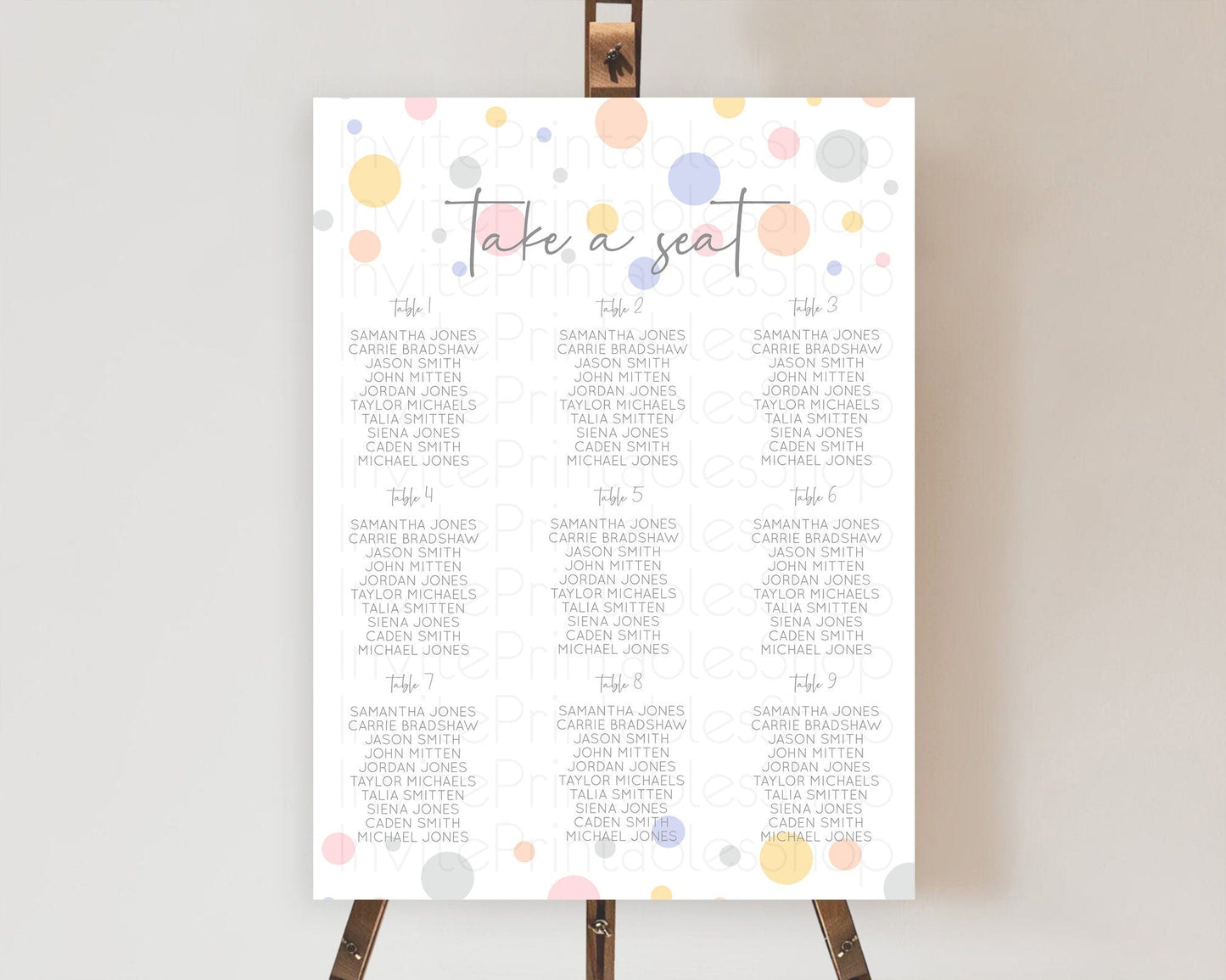 Pastel Seating Chart Pastel Confetti Seating Chart Bubbles Sprinkles Seating Sign Colorful Rainbow Decor Confetti Seating Board D10759