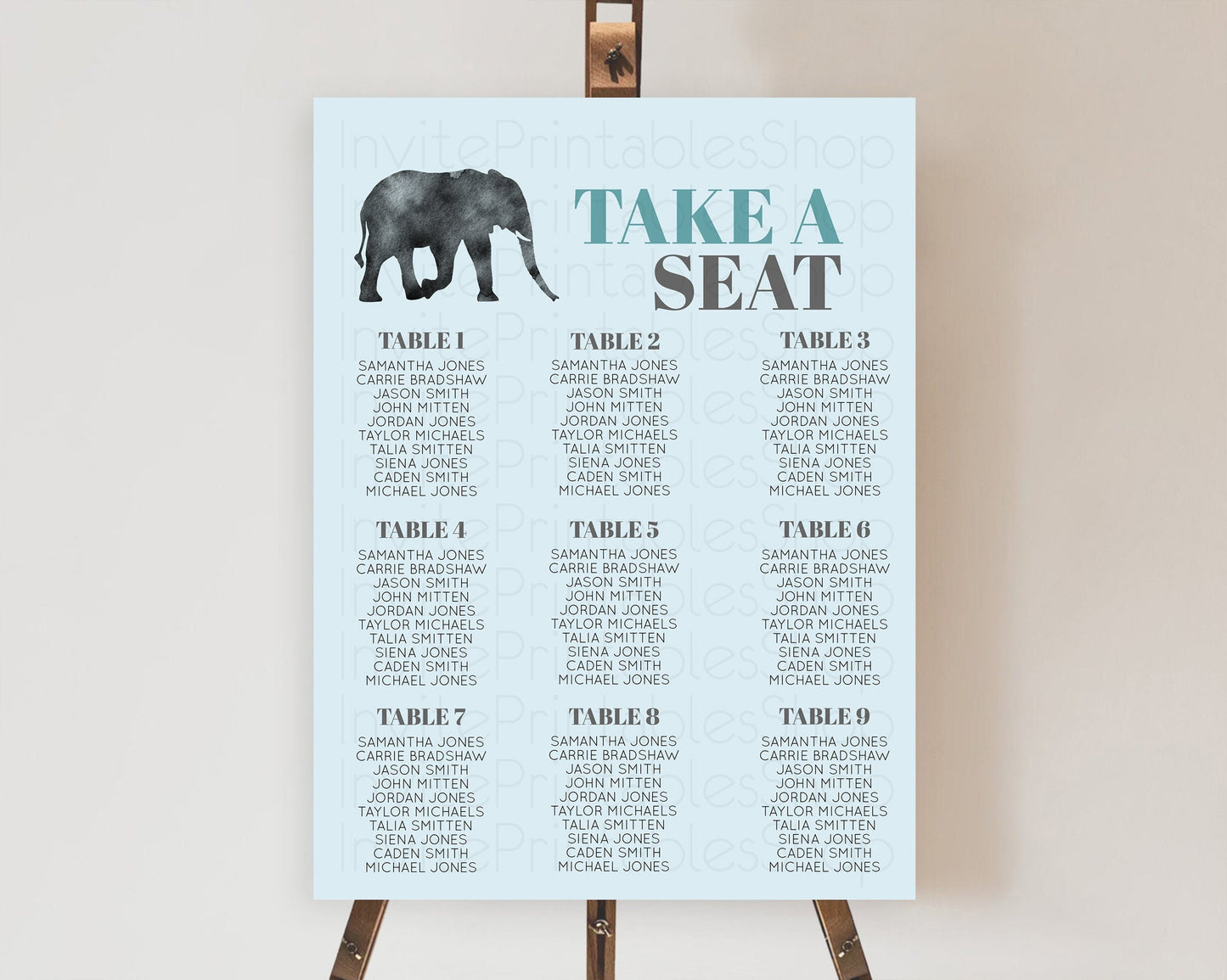 Elephant Seating Chart Elephant Seating Sign Elephant Party Safari Adventure Elephant Take A Seat Elephant Décor Zoo Fern Palm Leaf D10802