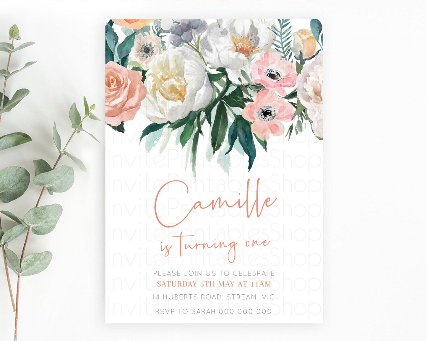 Secret Garden Invitation Wildflower Birthday Invitation Pastel Flowers Invite Enchanted Garden Boho Floral 3rd 2nd First Birthday D10717