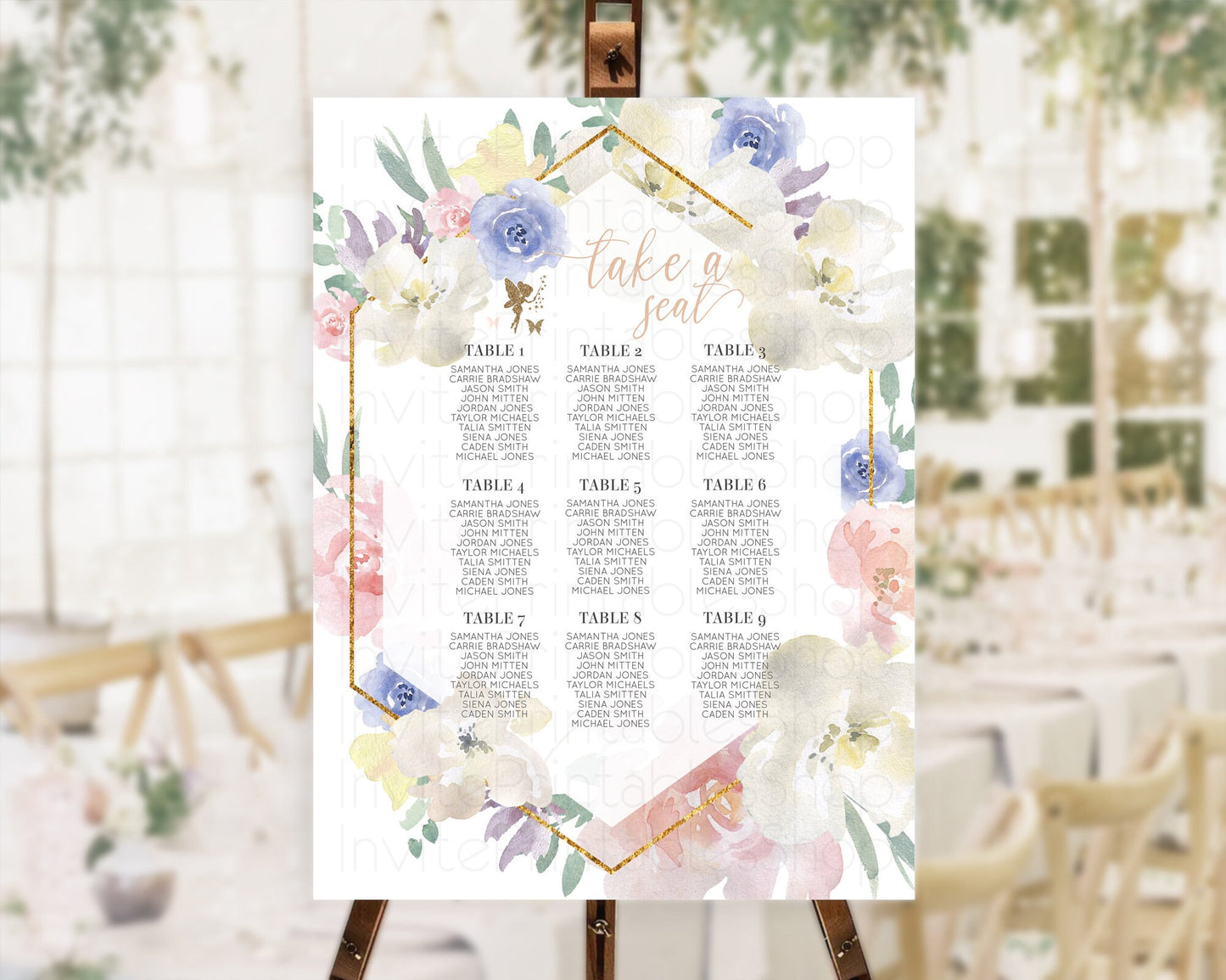 Editable Fairy Seating Chart Pastel Fairy Seating Chart Fairy Tea Party Fair