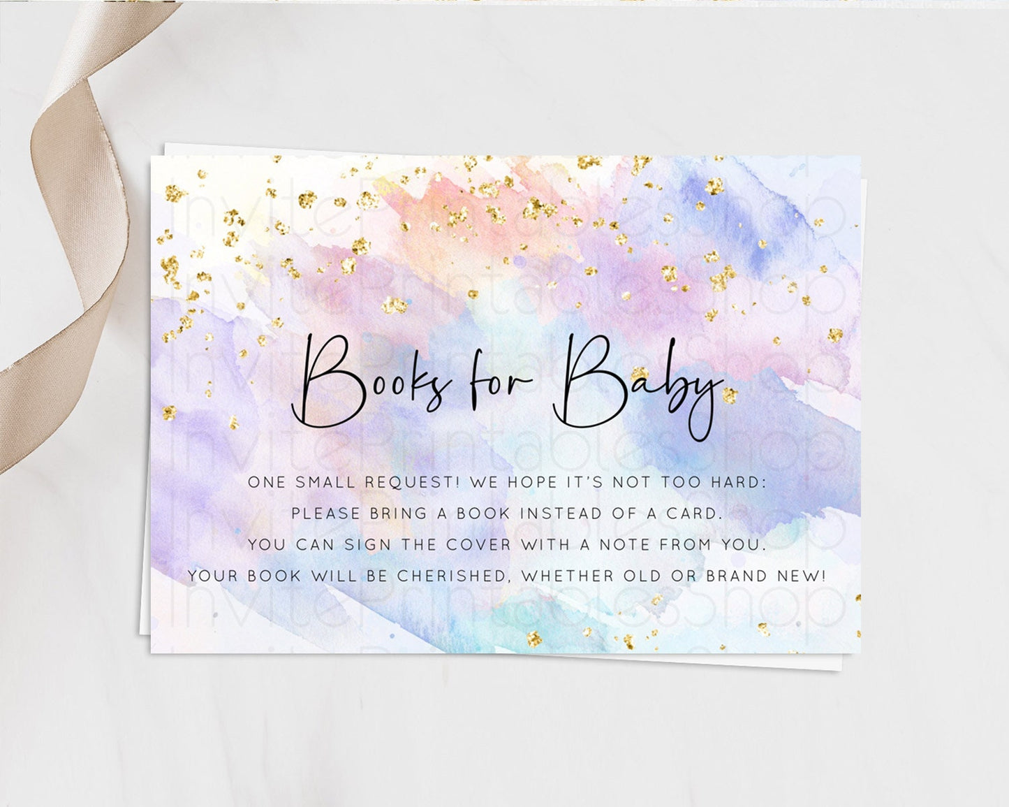 Pastel Books For Baby Card Pastel Rainbow Book Insert Colorful Ombre Watercolor Book Card Confetti Glitter Baby Book Poem Request D10583
