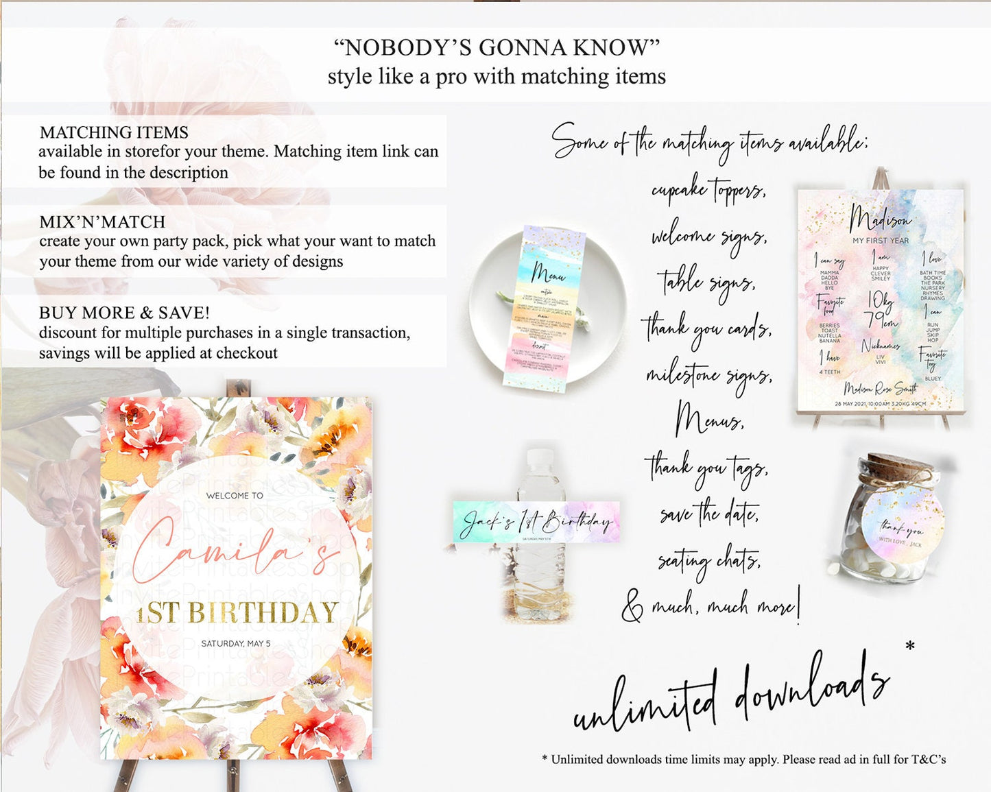 Secret Garden Welcome Sign Wildflower Welcome Board Pastel Flower Garden Welcome Poster Boho Wildflower First Birthday Welcome Sign D10280