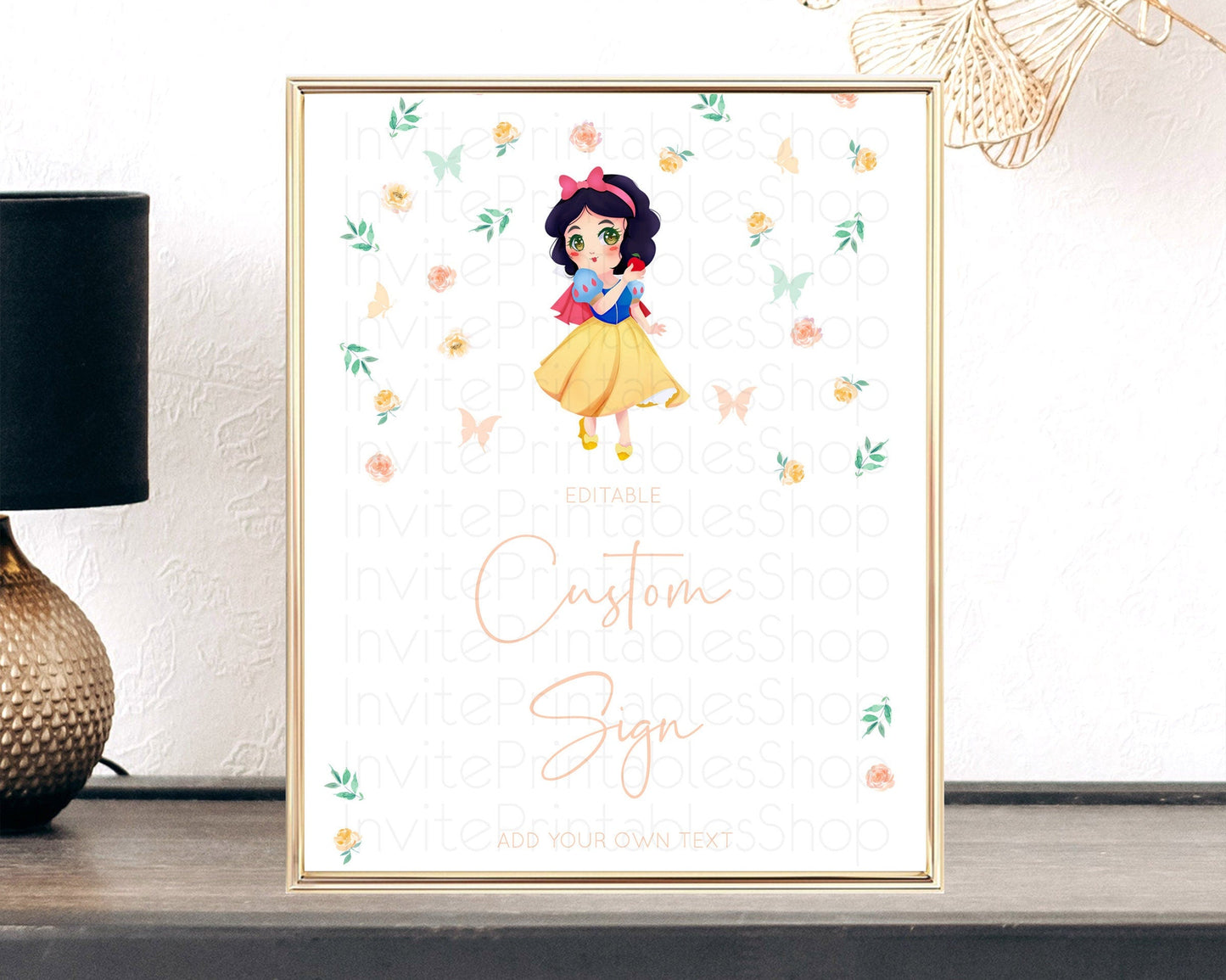 Princess Party Table Sign Decor Secret Garden Enchanted Castle Pastel Floral Royal Party For 1st Birthday Baptism Baby Shower D10356