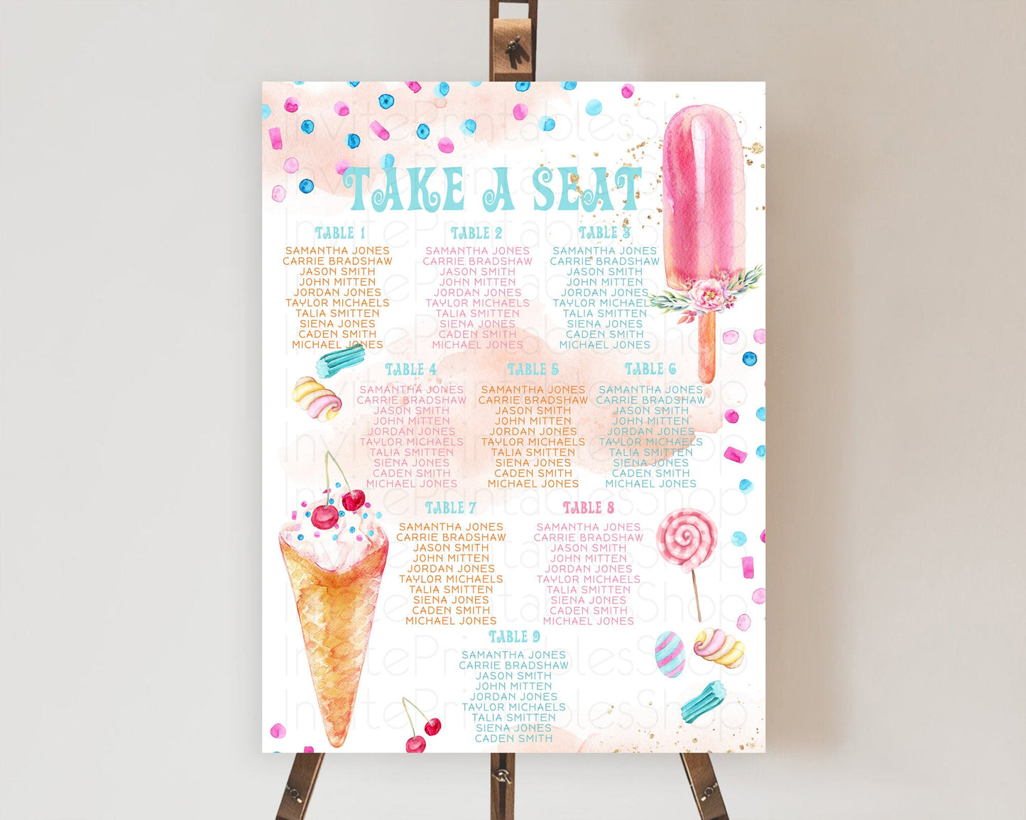 Ice Cream Seating Chart Sweet Candy Seating Chart Here's The Scoop Seating Sign Pastel Candy Seating Sign Candy Décor Sweet Candy D10554