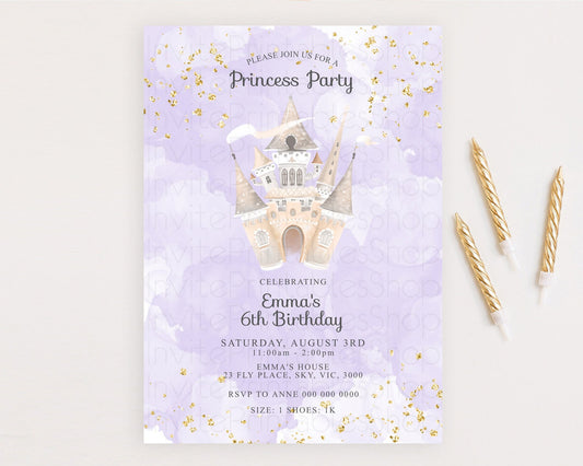 Princess Birthday Invitation Princess Invitation Pastel Invitation Royal Birthday Rainbow Color Enchanted Castle 1st First Birthday D10662