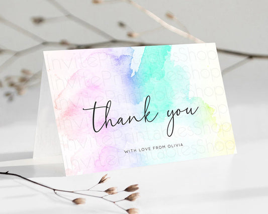 Editable Pastel Thank You Rainbow Thank You Card Colorful Pastel Birthday Th