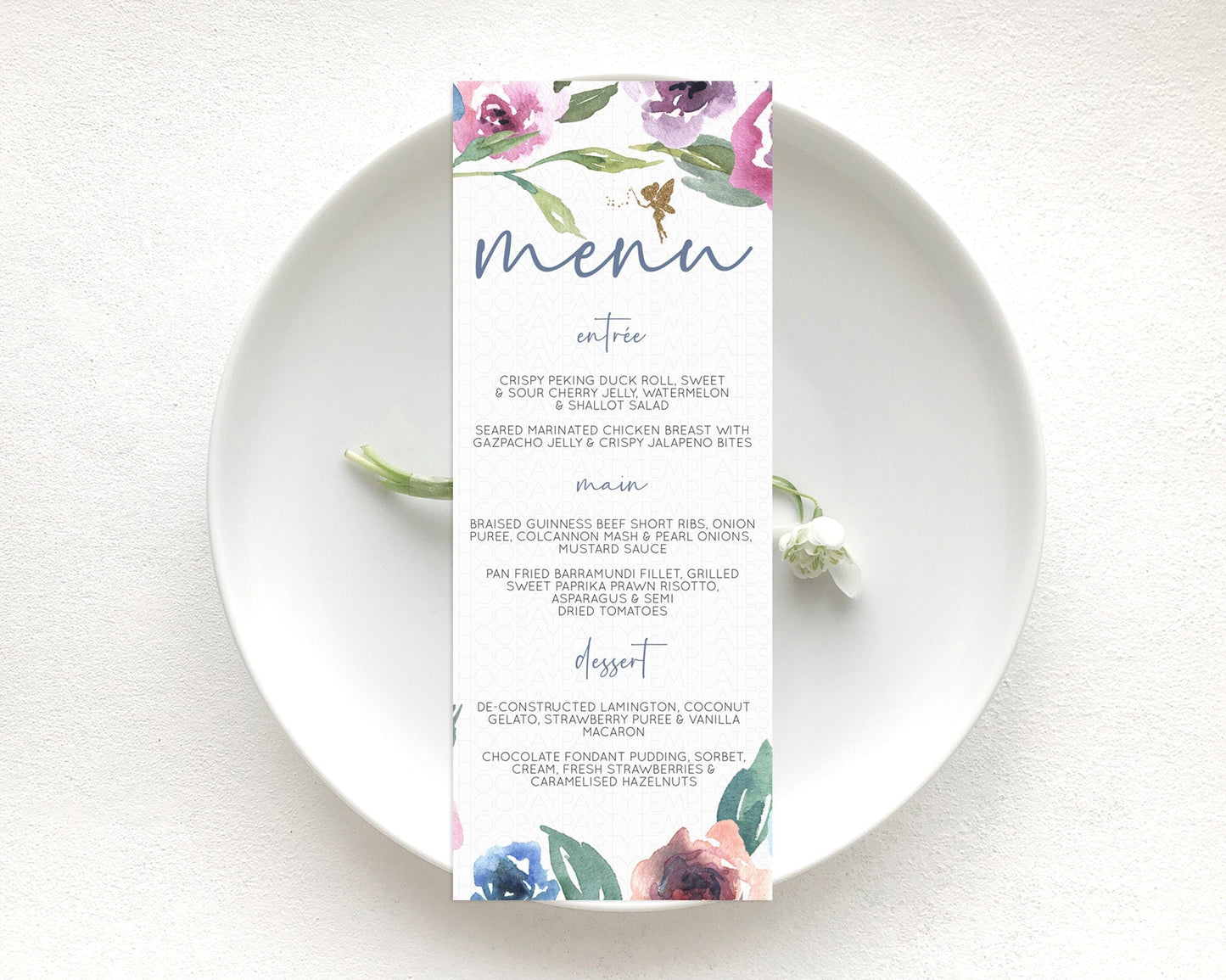 Fairy Menu Fairy Menu Template Enchanted Garden Pastel Floral Butterfly Table Decor Fairy Secret Garden Dinner Dessert Food Menu D10188