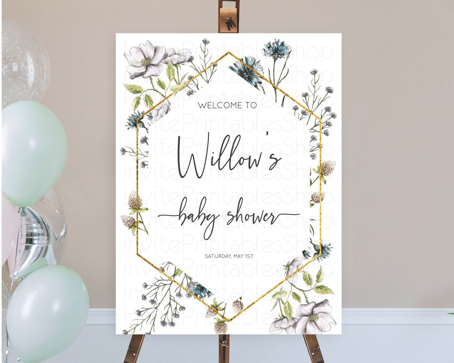 Secret Garden Baby Shower Welcome Sign Wildflower Welcome Board Pastel Flower Garden Welcome Poster Boho Wildflower Welcome Sign D11002