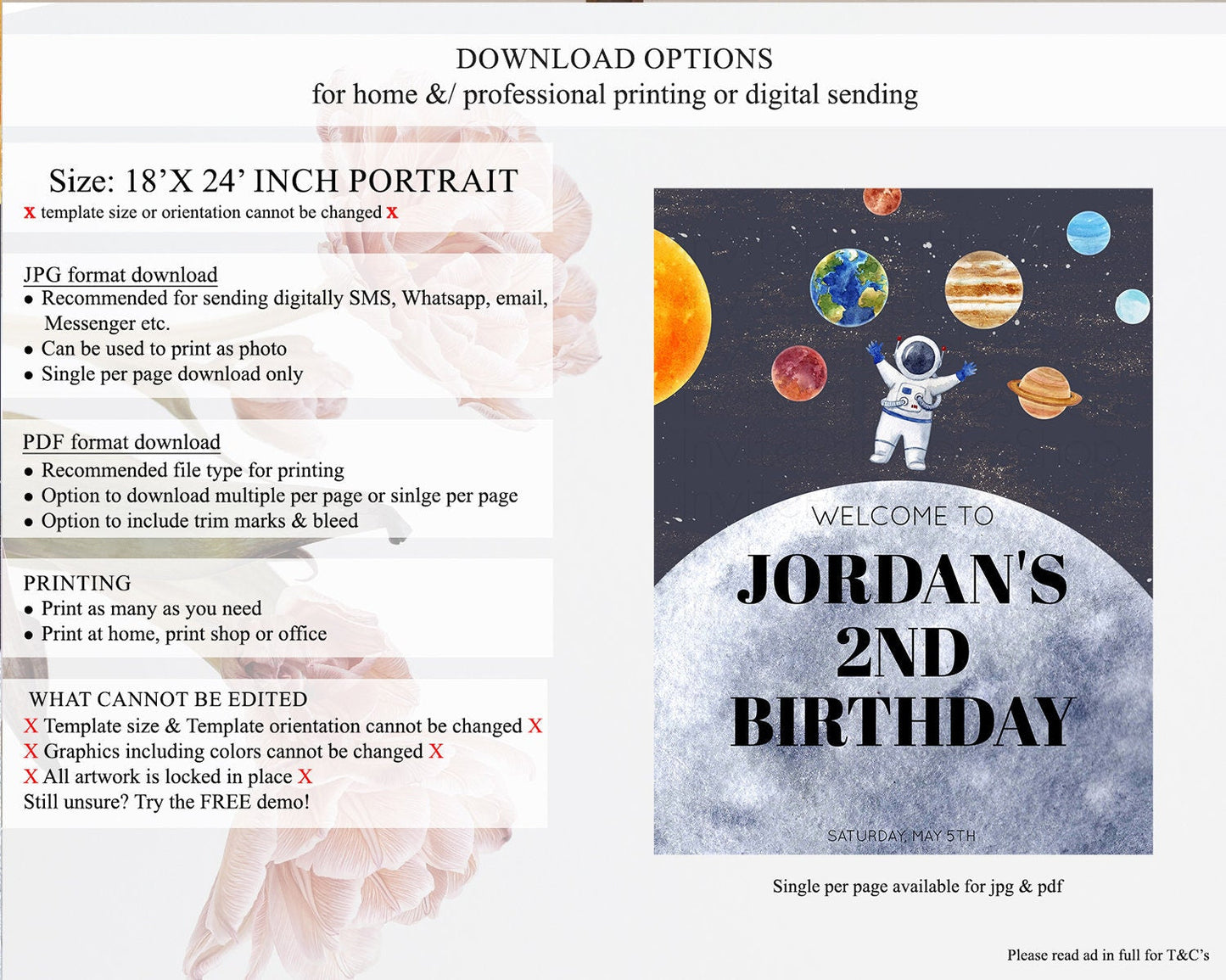 Space Birthday Welcome Sign Space Welcome Board First Trip Around the Sun Welcome Poster Planets Solar System ONE year Birthday Sign D10430