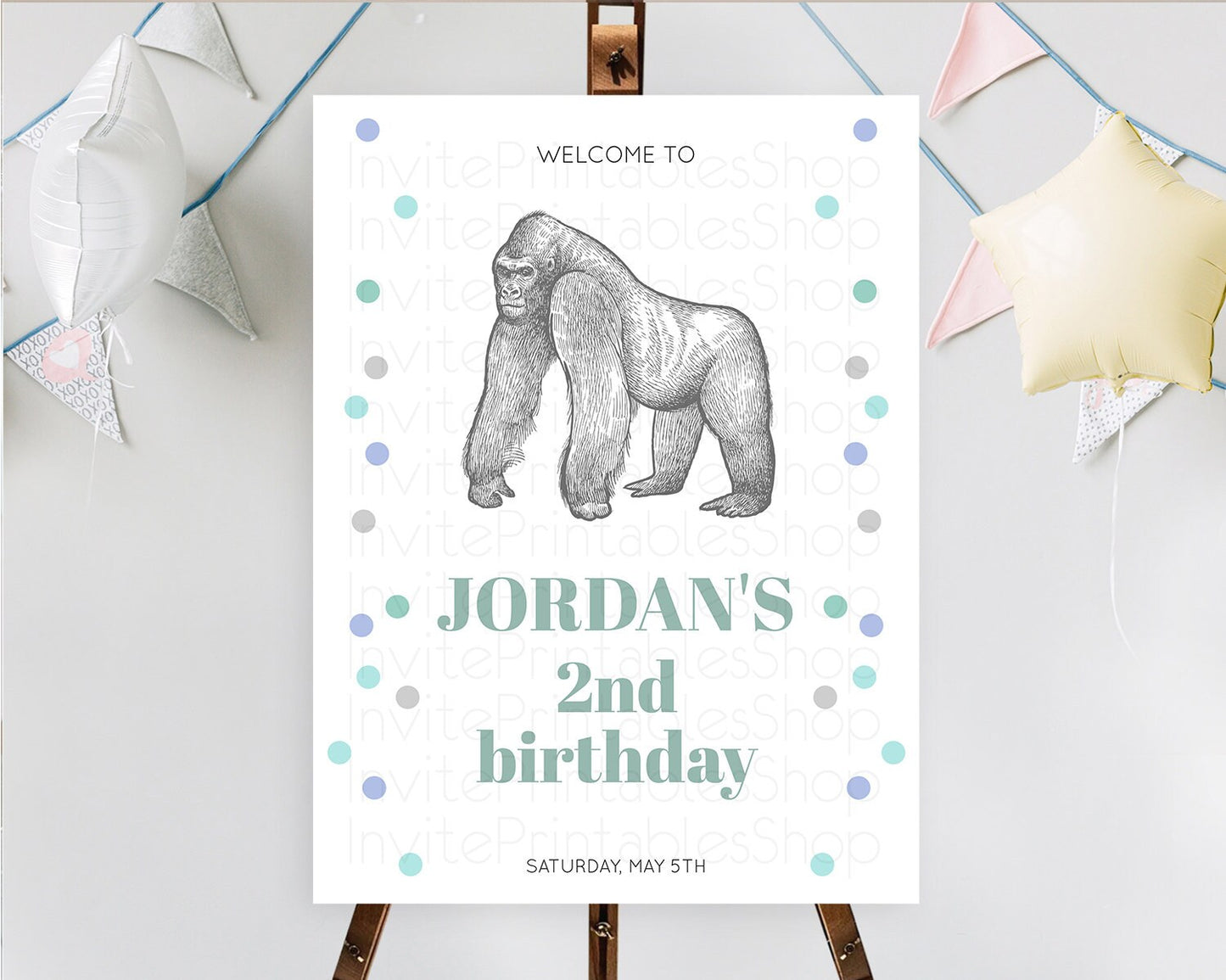 Gorilla Welcome Sign Gorilla Welcome Board Gorilla Party Welcome Poster Safari Adventure Decor Gorilla First Birthday Welcome Sign D10854