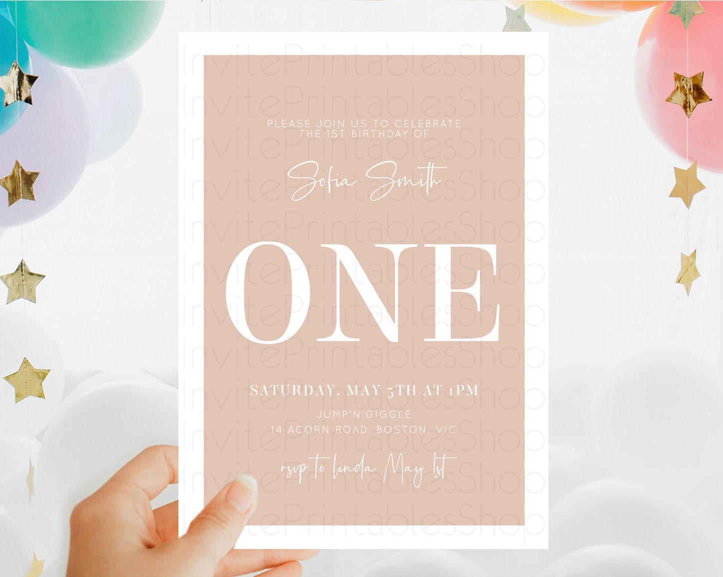 Orange Birthday Invitation Plain Orange Invitation Minimalist Invitation Pastel Orange Invites Modern Invites 2nd 1st First Birthday D10938