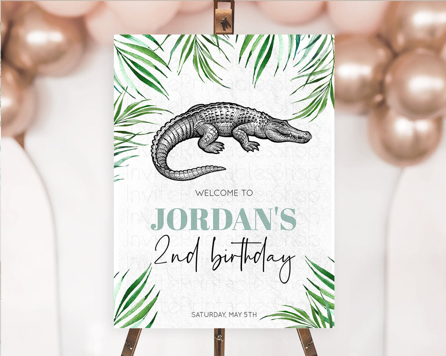 Crocodile Welcome Sign Alligator Welcome Board Croc Gator Party Welcome Poster Safari Decor Croc Gator First Birthday Welcome Sign D10847