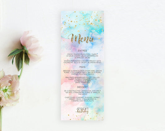 Editable Pastel Menu Pastel Rainbow Menu Template Colorful Pastel Table Deco