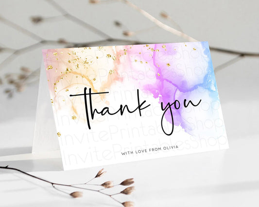 Editable Pastel Thank You Rainbow Thank You Card Colorful Pastel Birthday Th