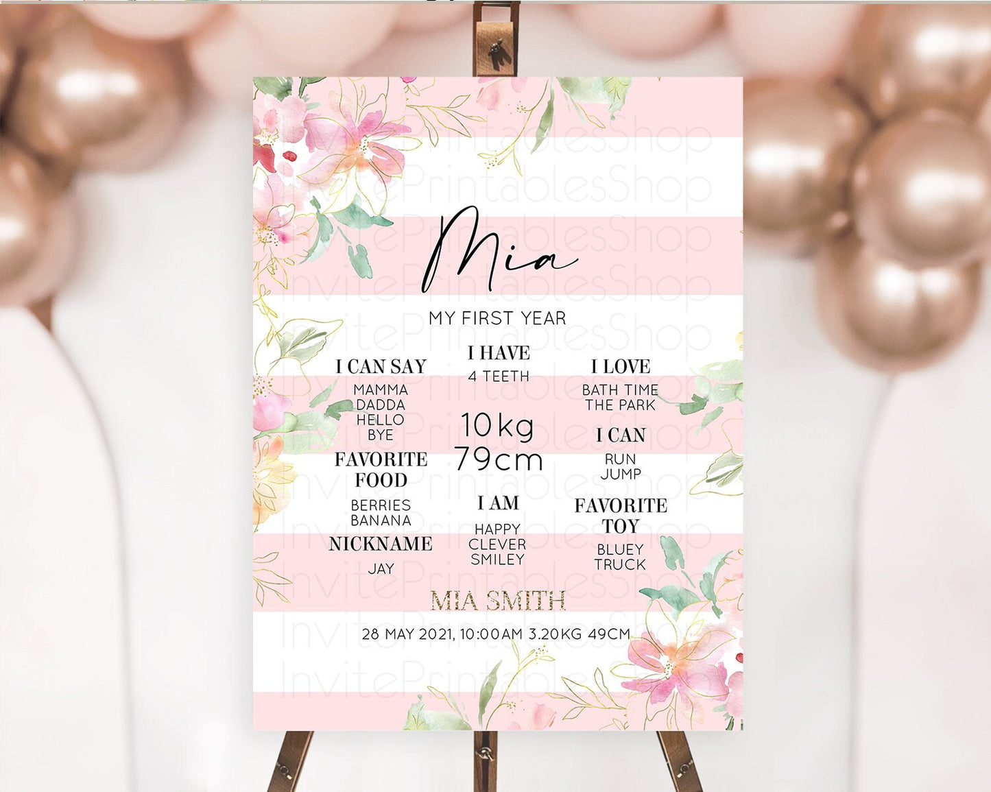 Secret Garden Milestone Board Wildflower First Birthday Milestone Poster Pastel Flowers Milestone Boho Wildflower 1st Birthday Sign D10301
