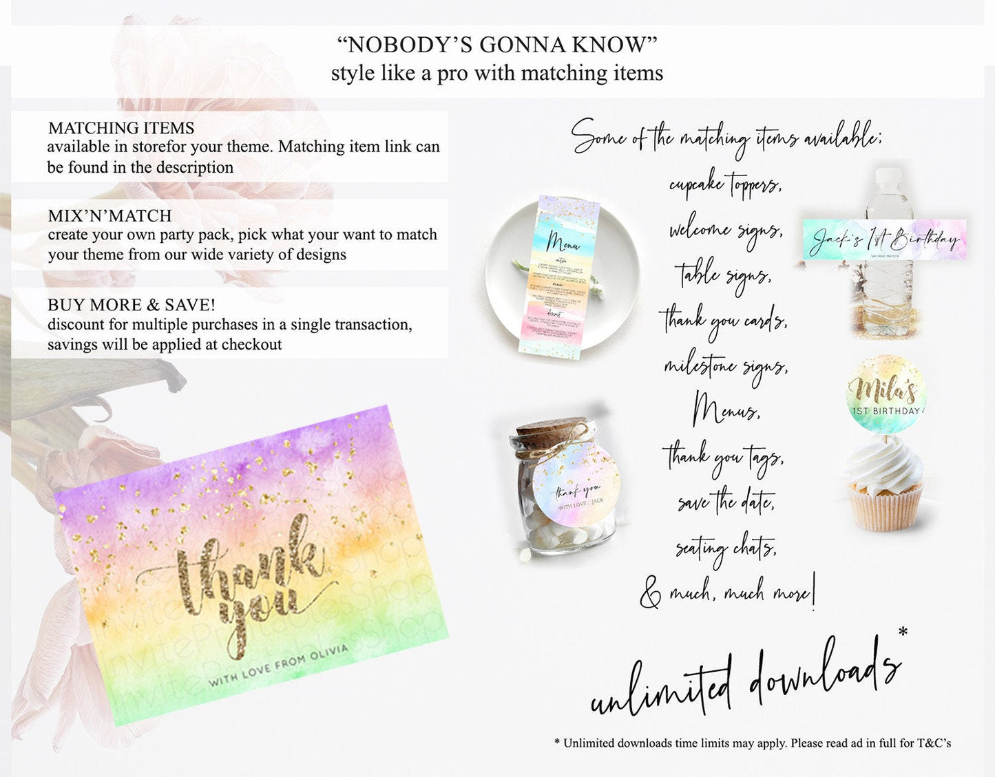 Pastel Thank You Rainbow Thank You Card Colorful Pastel Birthday Thank You Card Confetti Watercolor Pastel Teacher Thank You Cards D10512