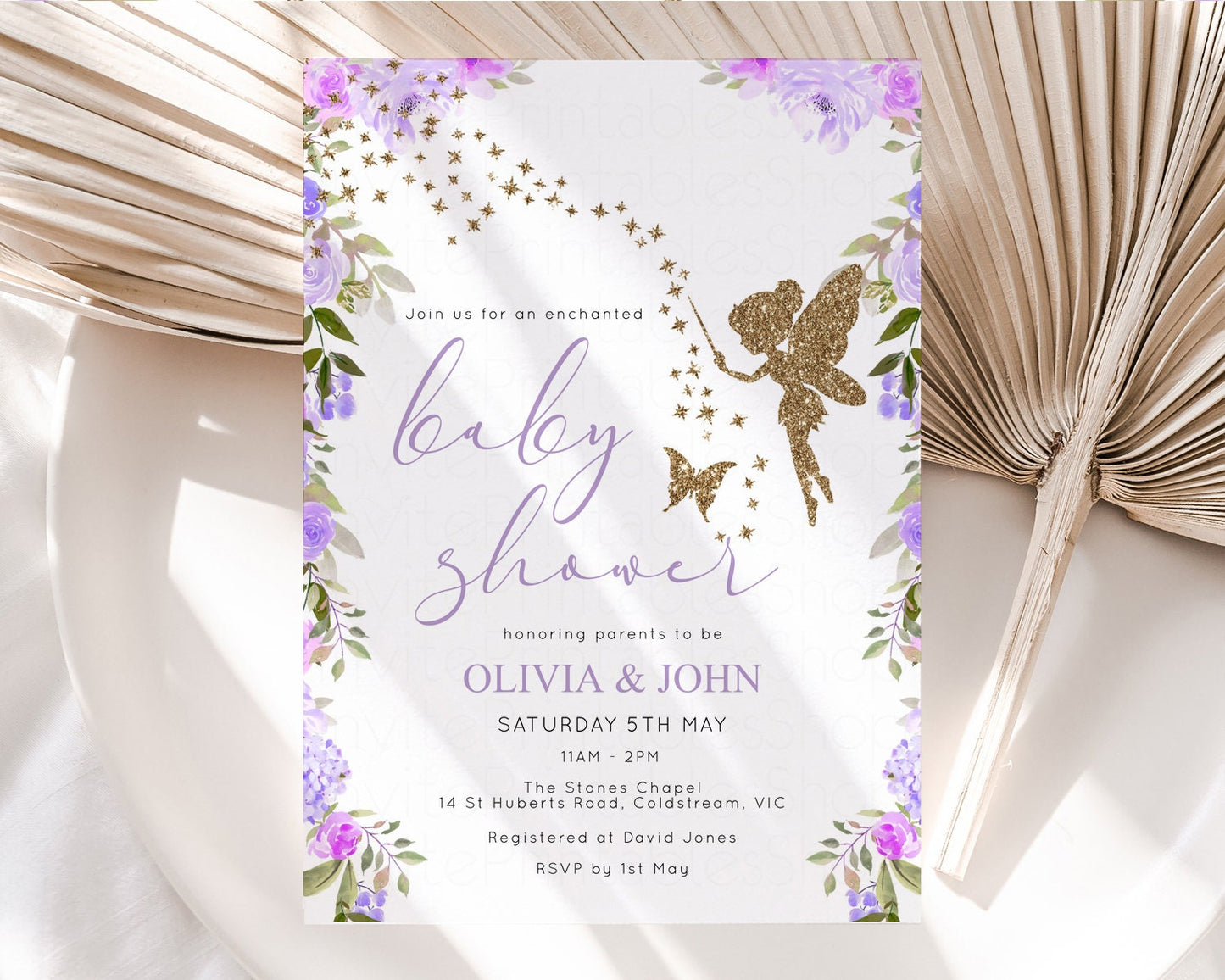 Fairy Baby Shower Invitation Enchanted Forest Baby Shower Secret Garden Shower Whimsical Floral Shower Boho Botanical High Tea Party D10910