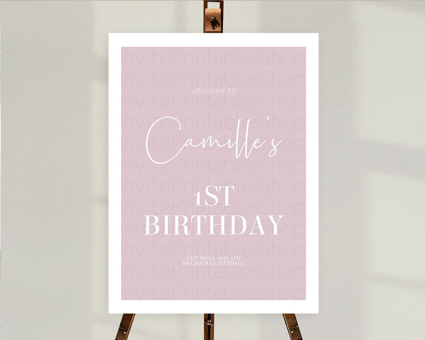 Pink Welcome Sign Plain Pink Welcome Board Minimalist Pastel Pink Welcome Poster Modern Pink First Birthday Welcome Sign D10940