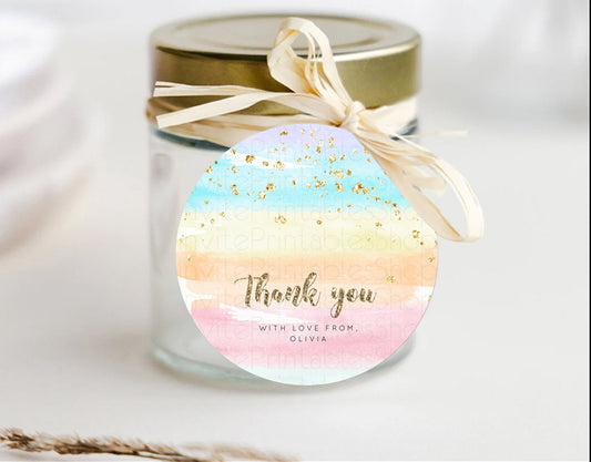 Editable Pastel Thank You Tags Rainbow Thank You Gift Tags Colorful Pastel F