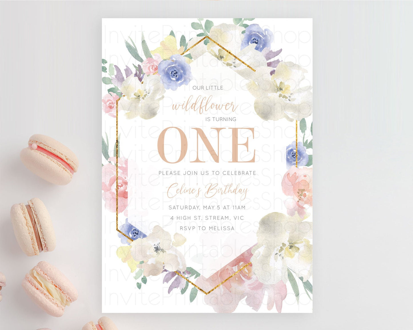 Secret Garden Invitation Wildflower Birthday Invitation Pastel Flowers Invite Enchanted Garden Boho Floral 3rd 2nd First Birthday D10254