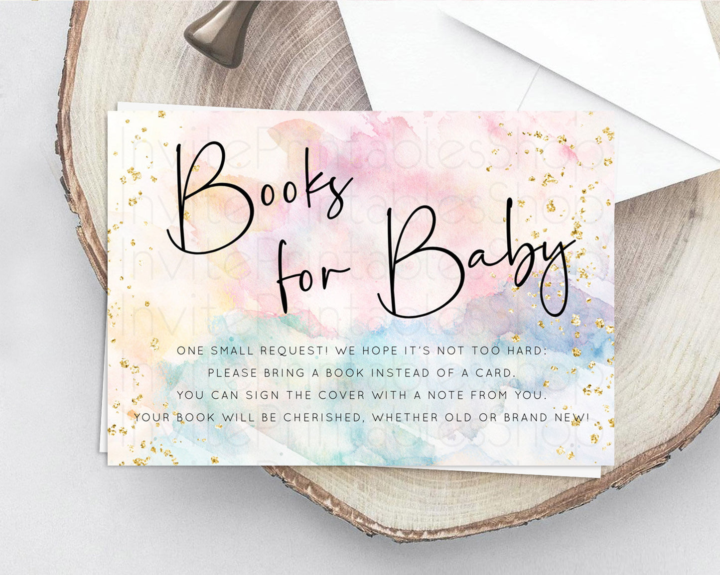 Pastel Books For Baby Card Pastel Rainbow Book Insert Colorful Ombre Watercolor Book Card Confetti Glitter Baby Book Poem Request D10263