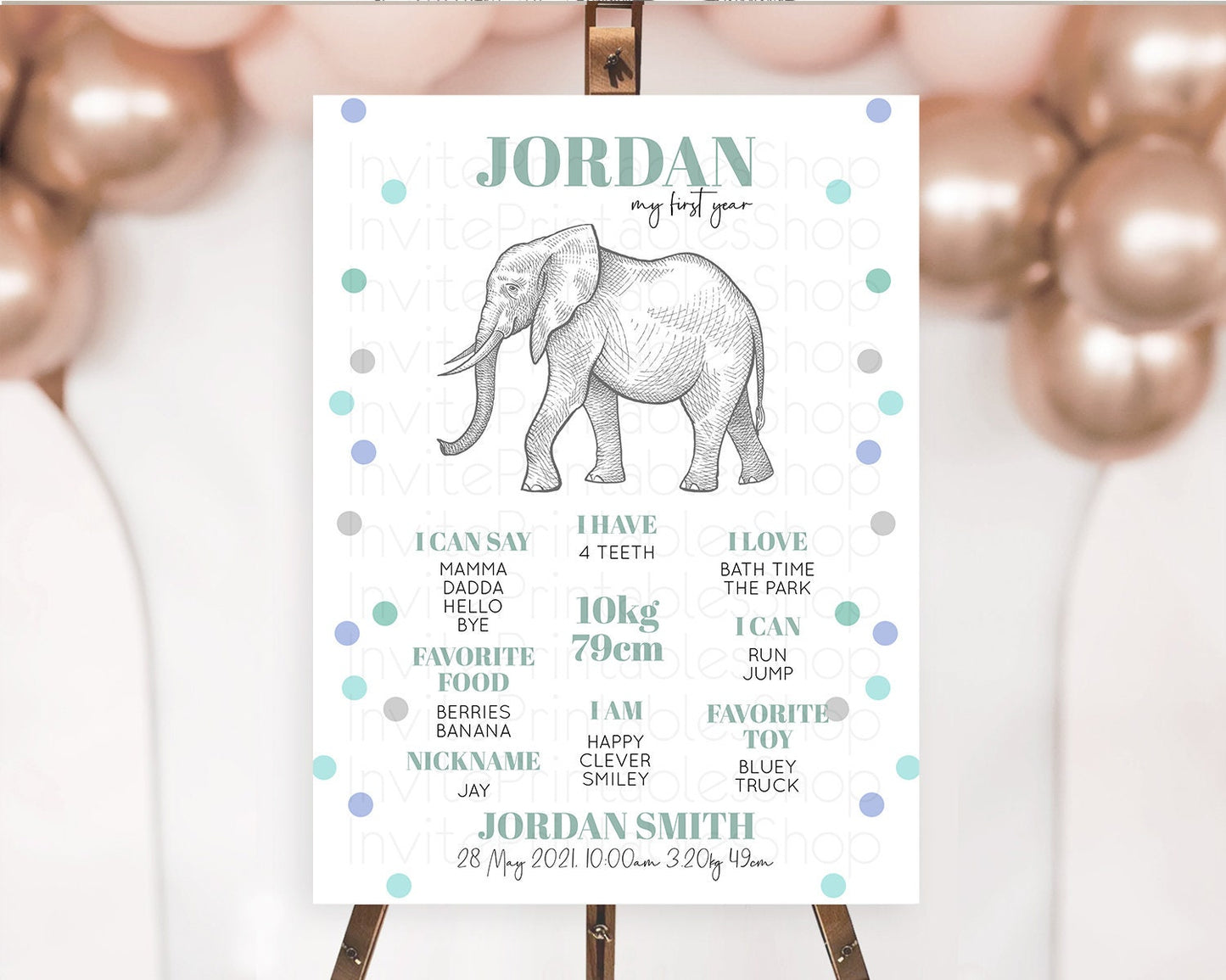 Elephant First Birthday Milestone Board Elephant Milestone Poster One Wild Year Safari Adventure Elephant Zoo Birthday Welcome Sign D10859