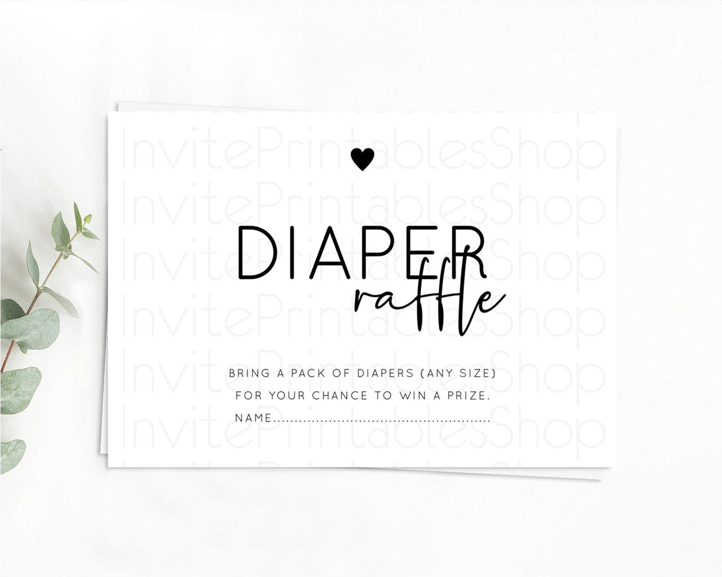 Minimalist Baby Shower Diaper Raffle Insert Simple White Diaper Raffle Insert Minimal White Diaper Ticket Modern White Raffle Game D10955