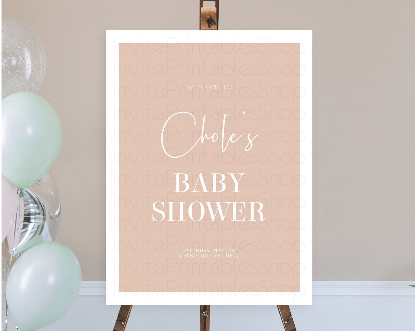 Orange Baby Shower Welcome Sign Plain Orange Welcome Board Minimalist Pastel Orange Welcome Poster Modern Orange Simple Welcome Sign D10938