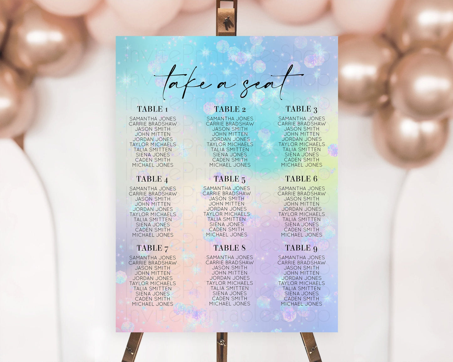 Rainbow Seating Chart Pastel Seating Chart Iridescent Sprinkles Colorful Pastel Watercolor Seating Sign Ombre Pastel Take A Seat D10665