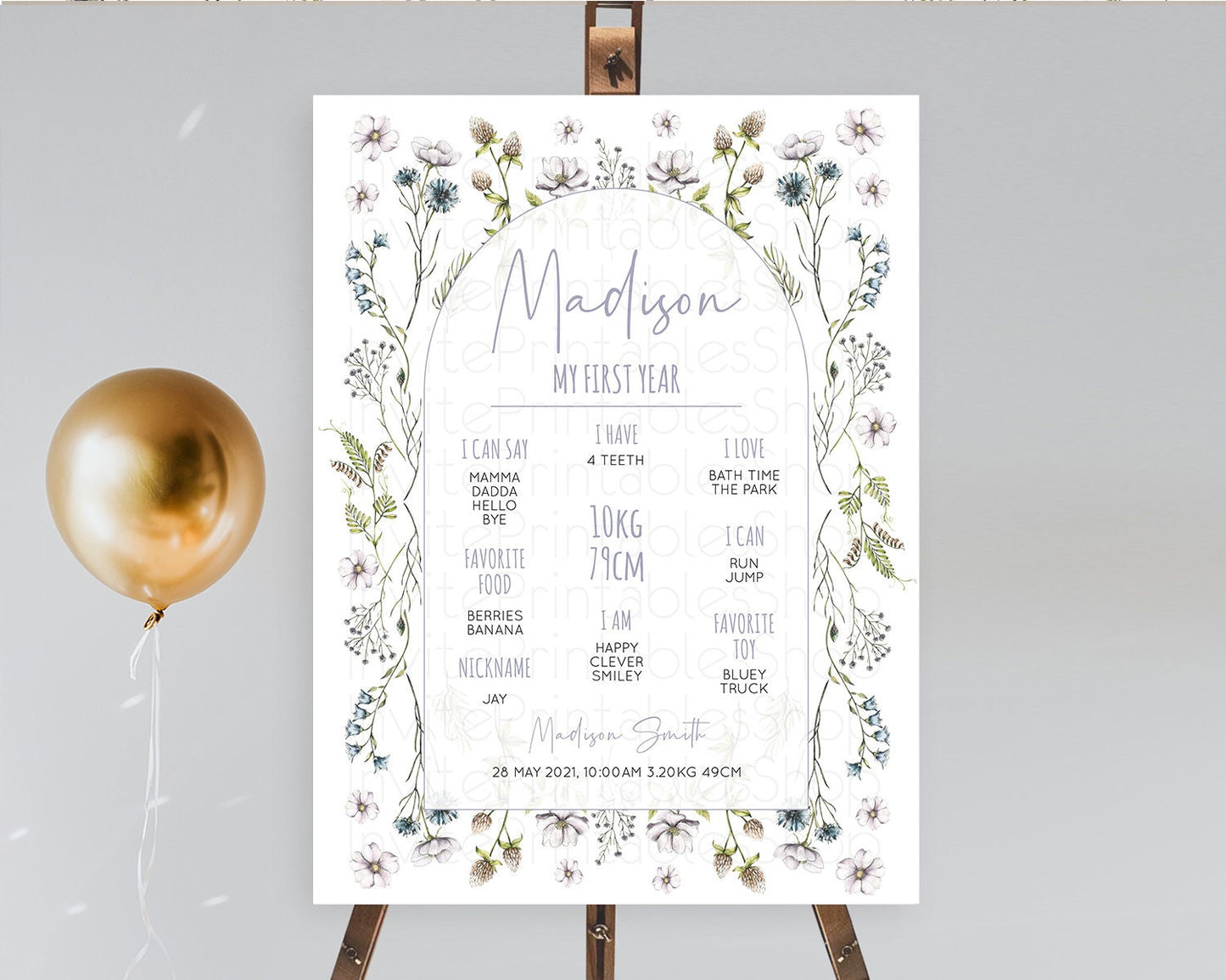 Secret Garden Milestone Board Wildflower First Birthday Milestone Poster Pastel Flowers Milestone Boho Wildflower 1st Birthday Sign D10603