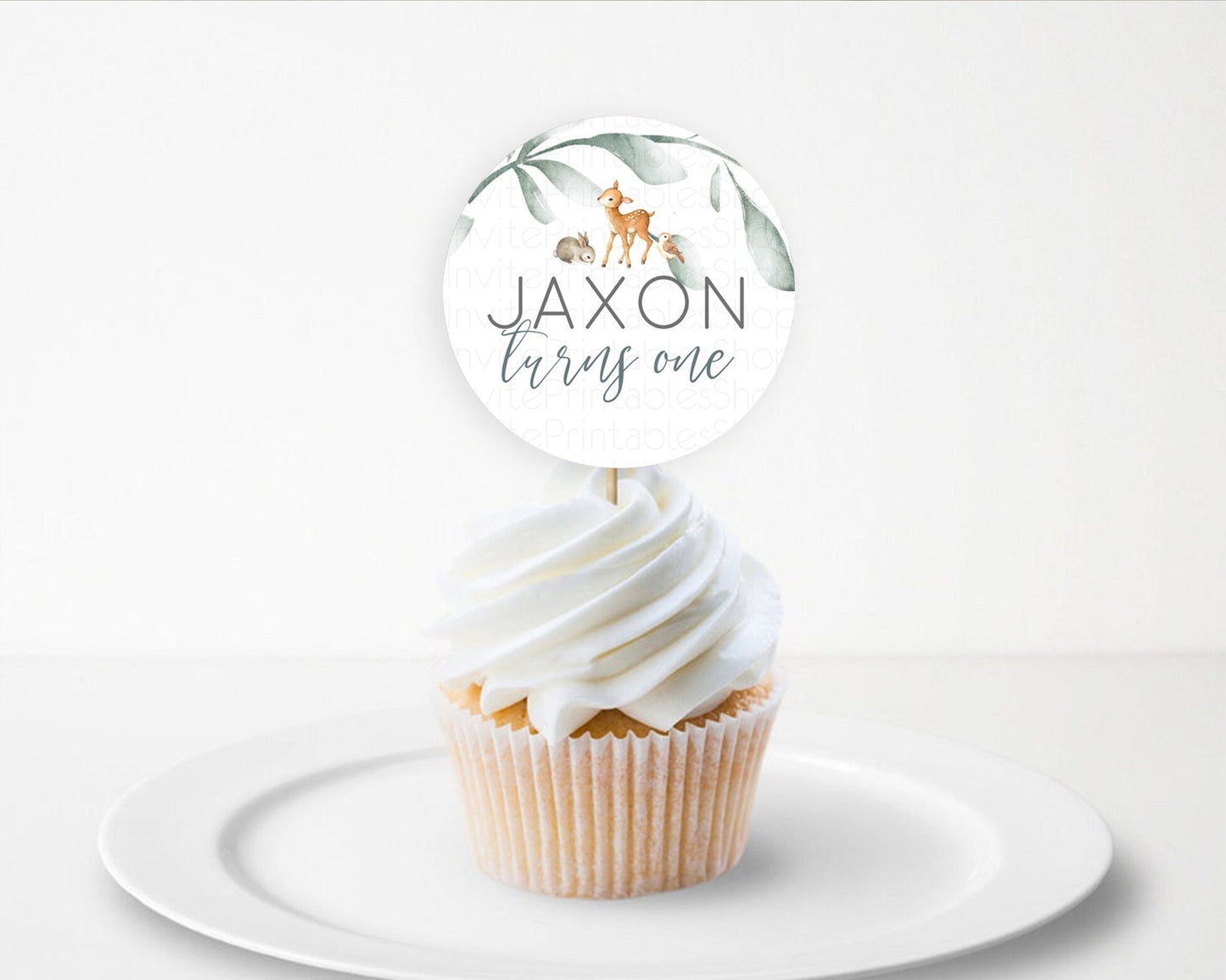 Fawn Cupcake Toppers Deer Cupcake Toppers Enchanted Forest Party Butterfly Pastel Flowers Woofland Cupcake Toppers First Birthday D10872