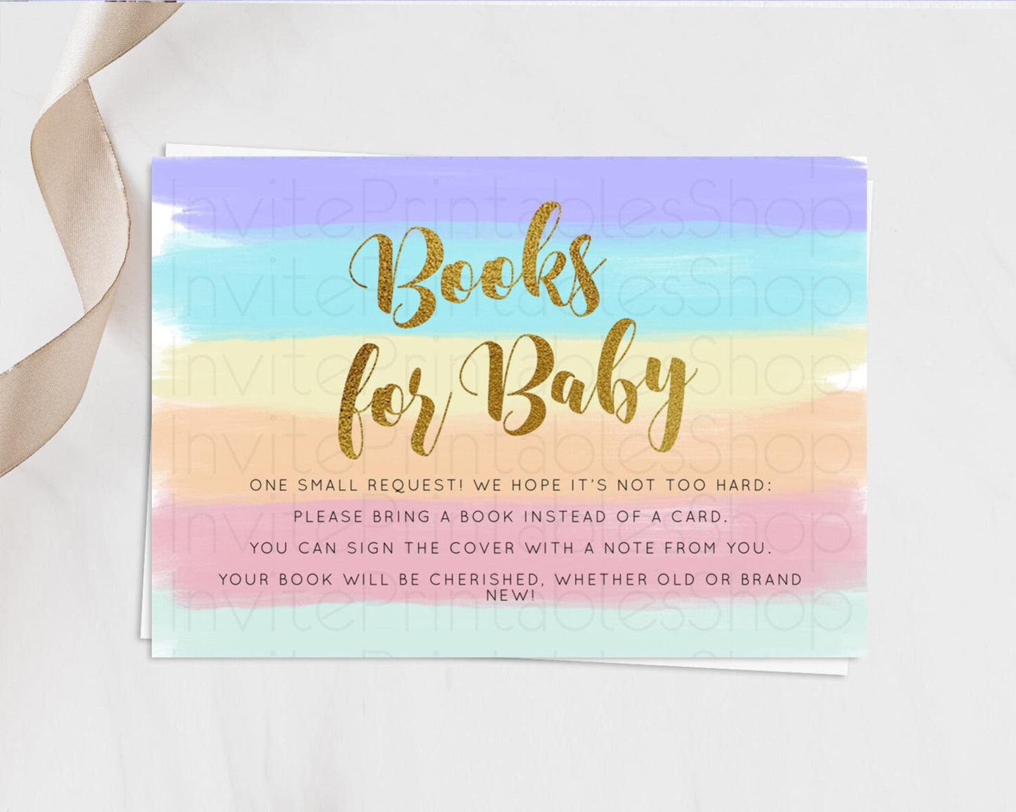 Pastel Books For Baby Card Pastel Rainbow Book Insert Colorful Ombre Watercolor Book Card Confetti Glitter Baby Book Poem Request D10510