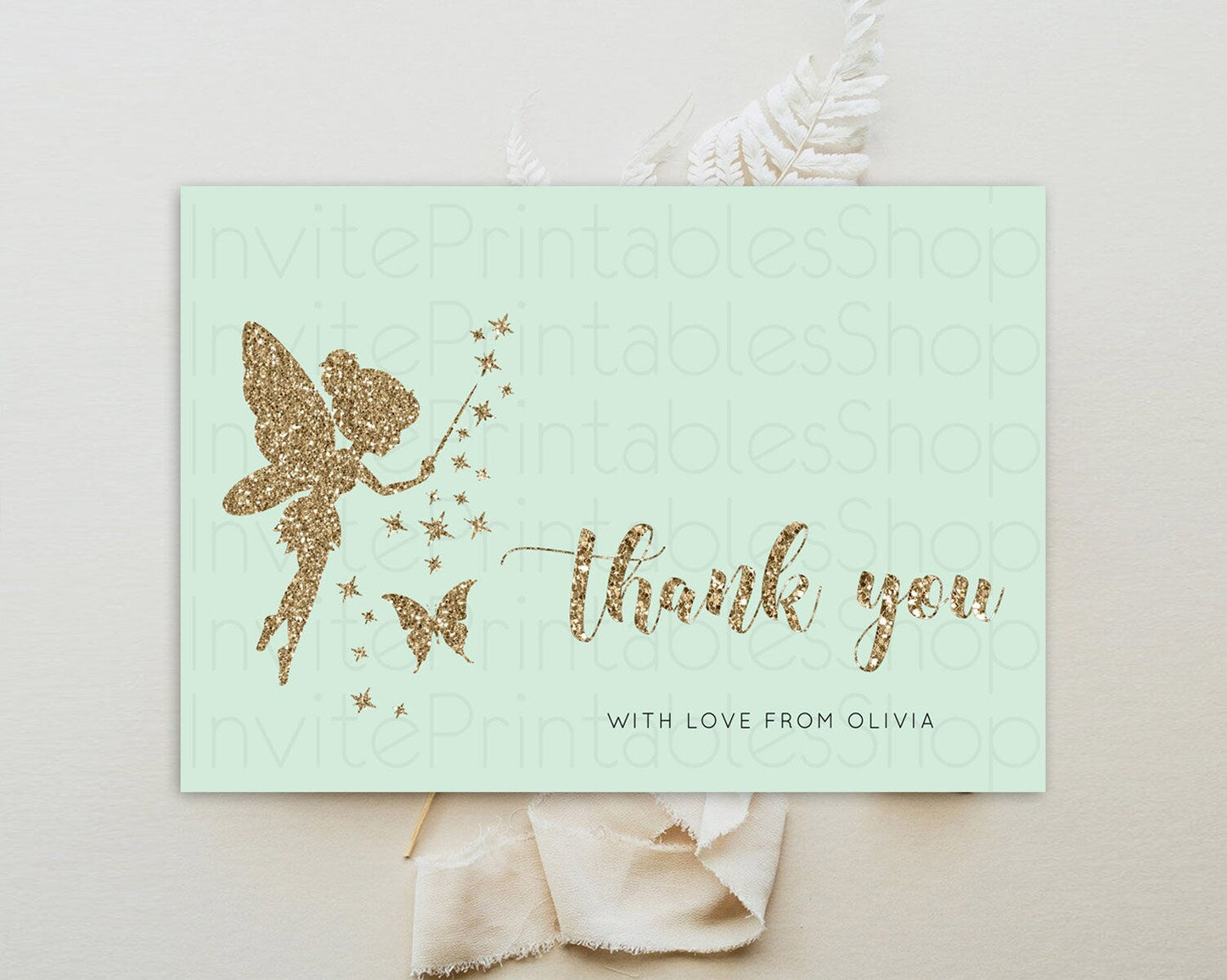 Fairy Thank You Fairy Thank You Card Enchanted Garden Pastel Butterfly Birthday Thank You Floral Secret Garden Teacher Thank You D10908