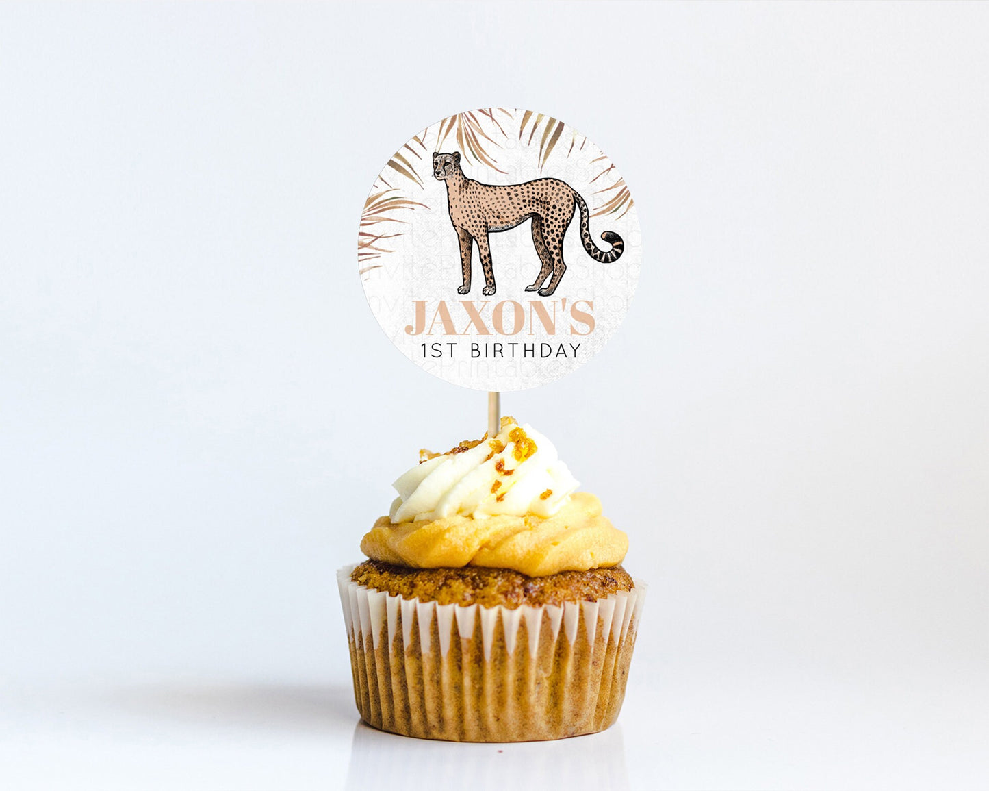 Cheetah Cupcake Toppers Cheetah Cupcake Cheetah Safari Cupcake Adventure Cheetah Cupcake Topper Palm Leaf Zoo First Birthday Décor D10291