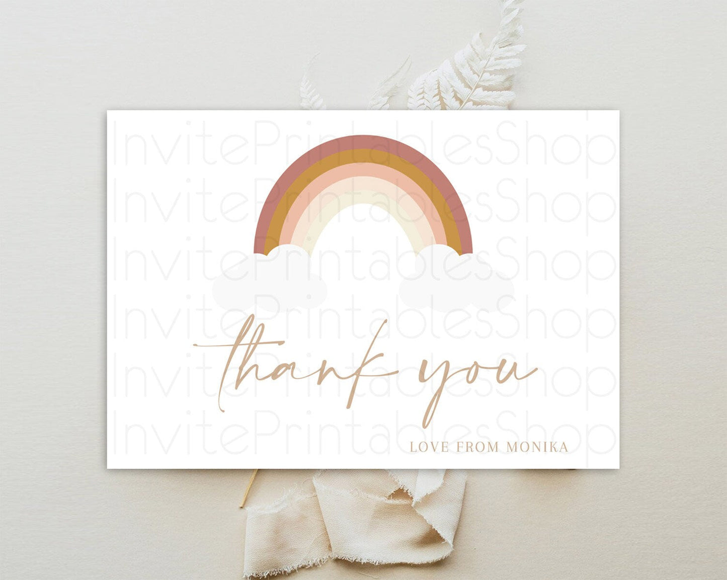Pastel Rainbow Thank You Boho Rainbow Thank You Card Rainbow Birthday Thank You Cards Pastel Rainbow Teacher Thank You Card Template D10122