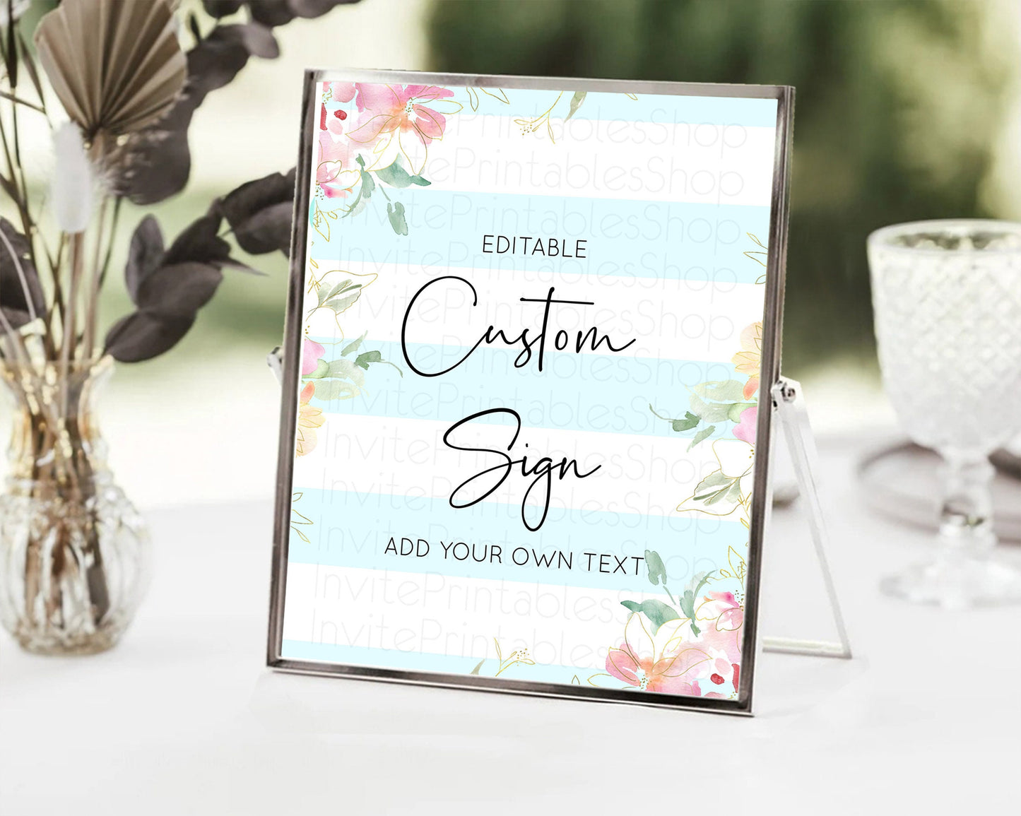 Wildflower Floral Table Sign Decor Secret Garden Sign Template Pastel Floral Garden Party Boho Flowers Birthday Baby Shower Wedding D10303