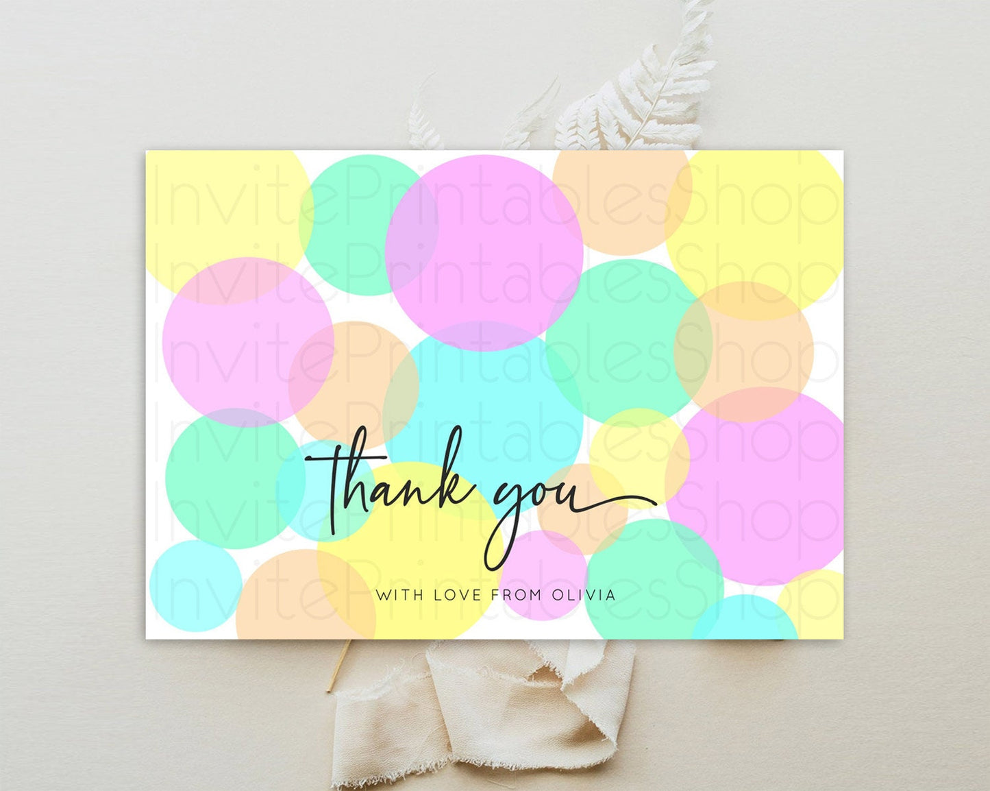 Rainbow Thank You Pastel Thank You Card Pastel Rainbow Birthday Thank You Confetti Colorful Pastel Cards Teacher Thank You Cards D10410