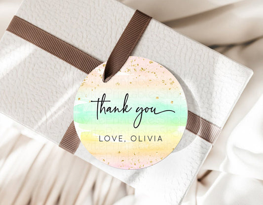 Editable Pastel Thank You Tags Rainbow Thank You Gift Tags Colorful Pastel F