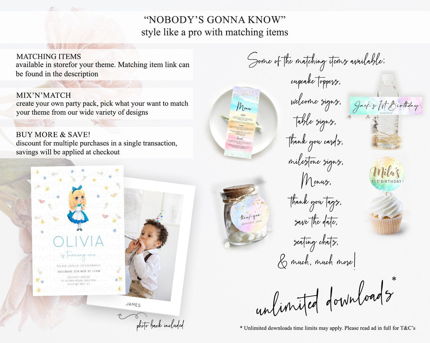 Princess Birthday Invitation Castle Invitation Royal Birthday Fairy Tale Enchanted Castle Pastel Floral Garden 1st First Birthday D10886