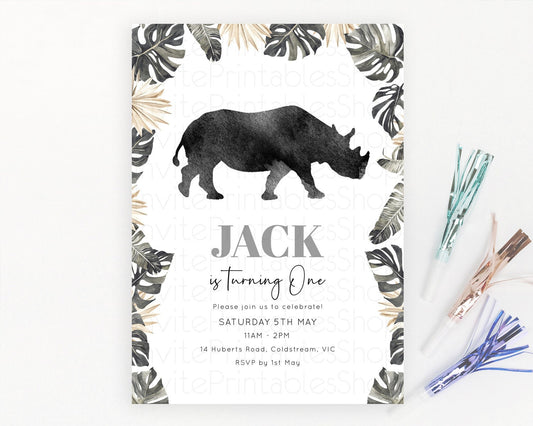 Editable Rhino Birthday Invitation Rhino Invitation Rhino Birthday Rhino Saf