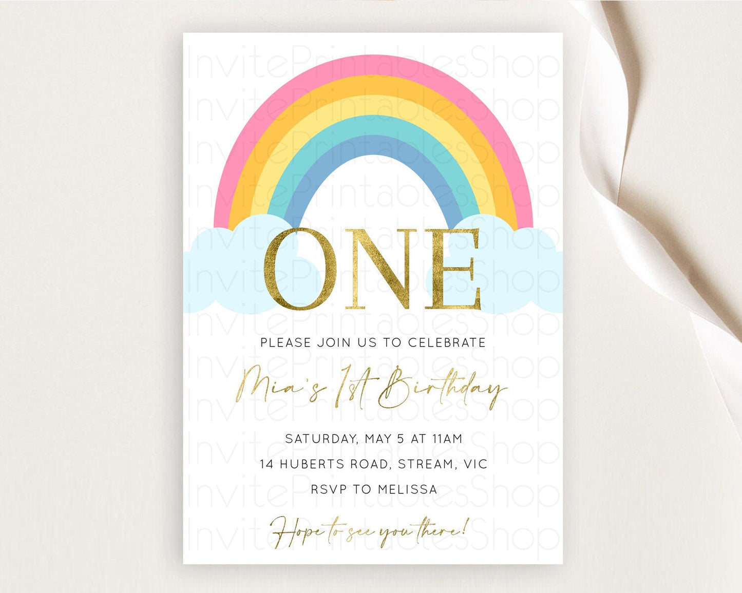Pastel Rainbow Birthday Invitation Pastel Rainbow Invitation Rainbow Invitation Pastel Invitation Boho Rainbow 1st First Birthday D10211