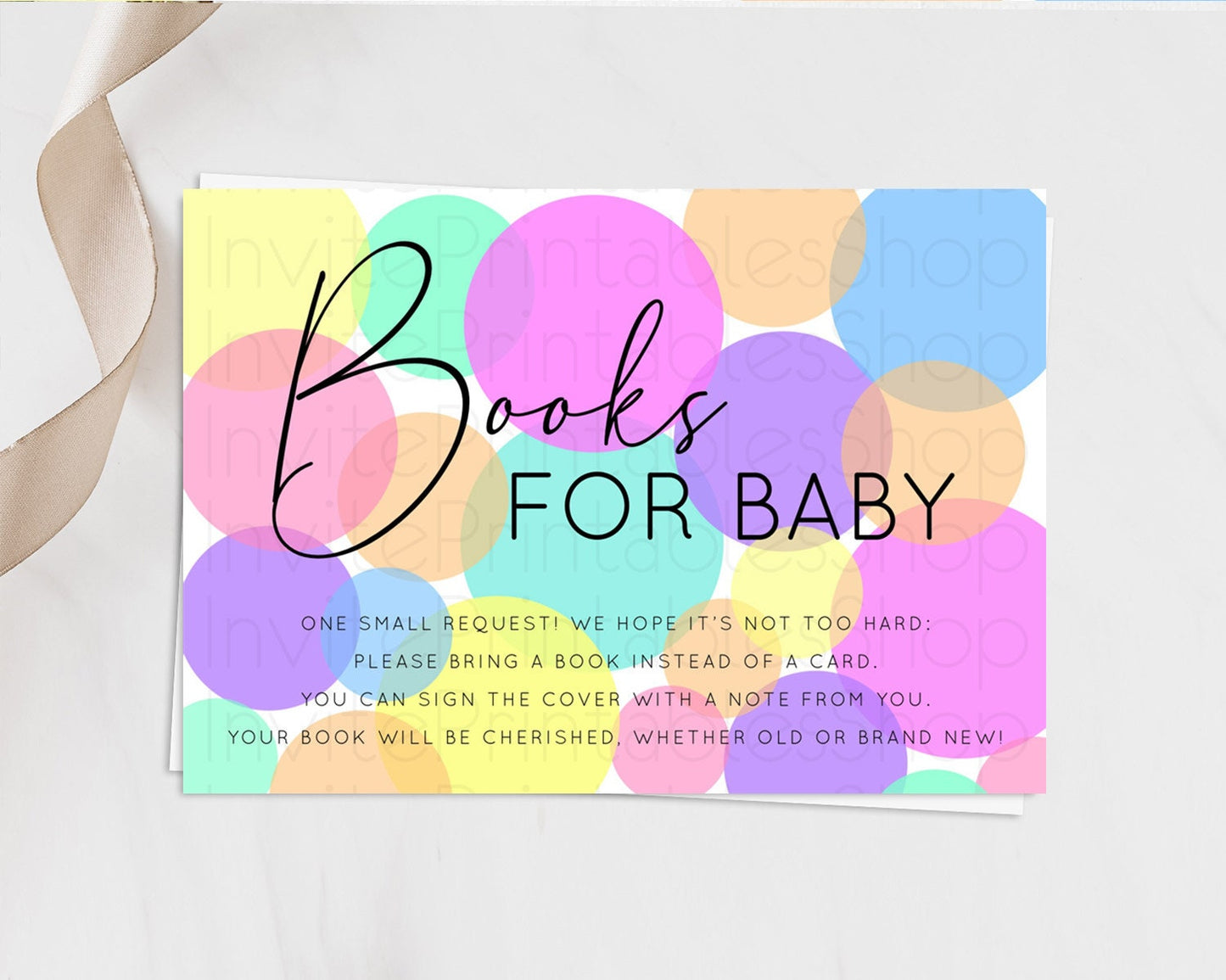 Rainbow Books For Baby Card Pastel Sprinkles Book Insert Pastel Rainbow Confetti Book Card Colorful Bubbles Pastel Book Poem Request D10888
